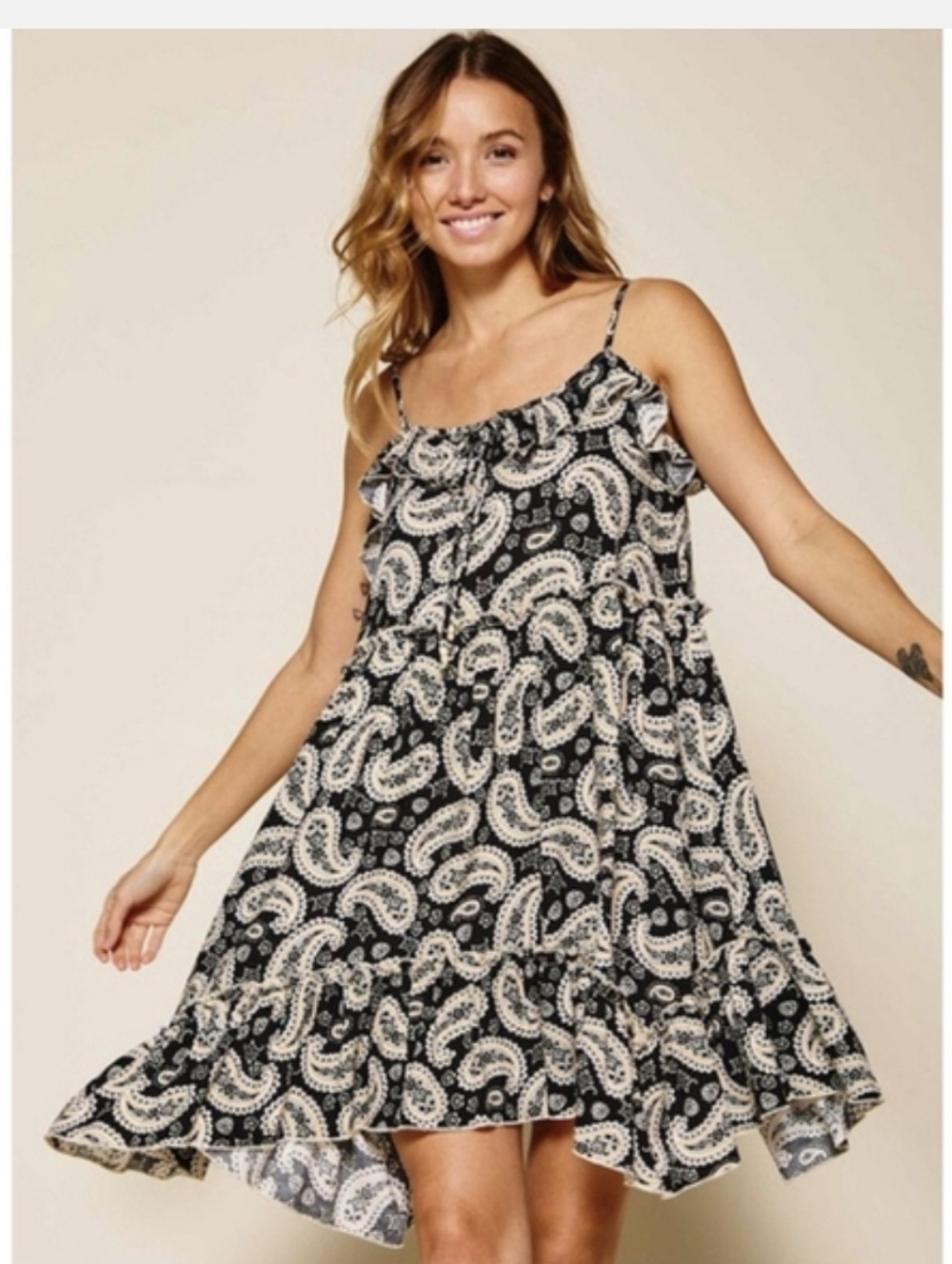 Boho Paisley Print A-Line Dress